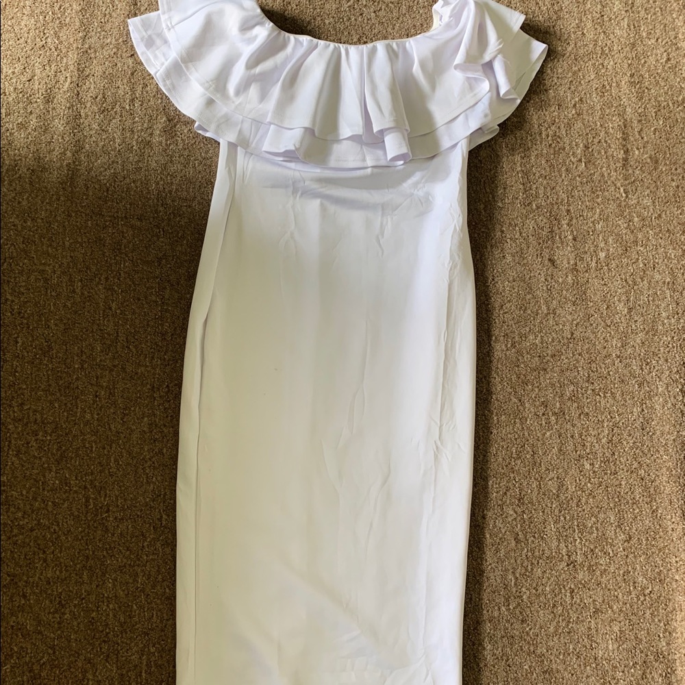 White ruffle bodycon dress